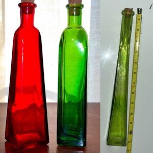 Corked glass bottles. Old.